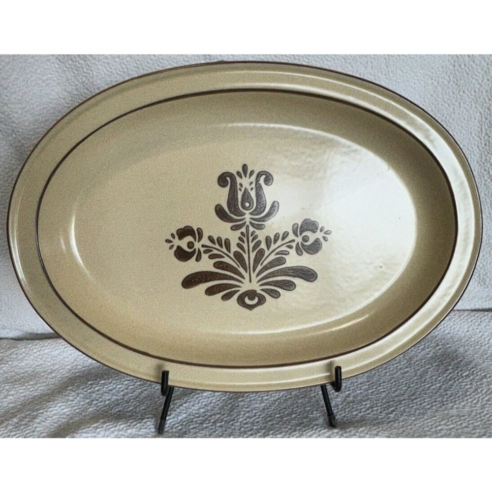 Pflatzgraff Village Tan/brown Serving Platter 13  5/8”x 9  1/2” Vintage 1977 USA